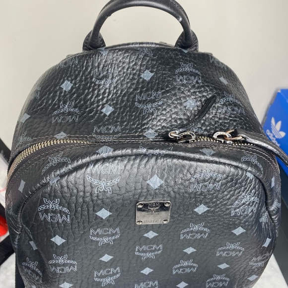 MCM Stark Side Studs Backpack in Visetos Black.